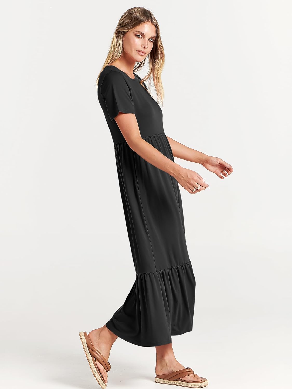 Thumbnail 3 de ANRABESS 2026 Summer Casual Maxi Dress — A-Line Tiered Flowy Dress with Pockets