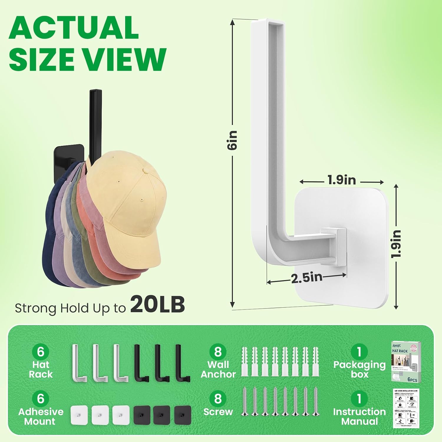 Detalle de Hat Rack Wall Mount 6-Pack