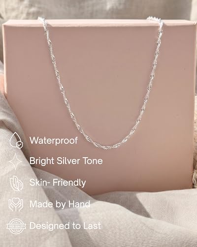 Thumbnail 2 de Annika Bella Twisted Singapore Chain Choker — Silver, Adjustable Layering Necklace
