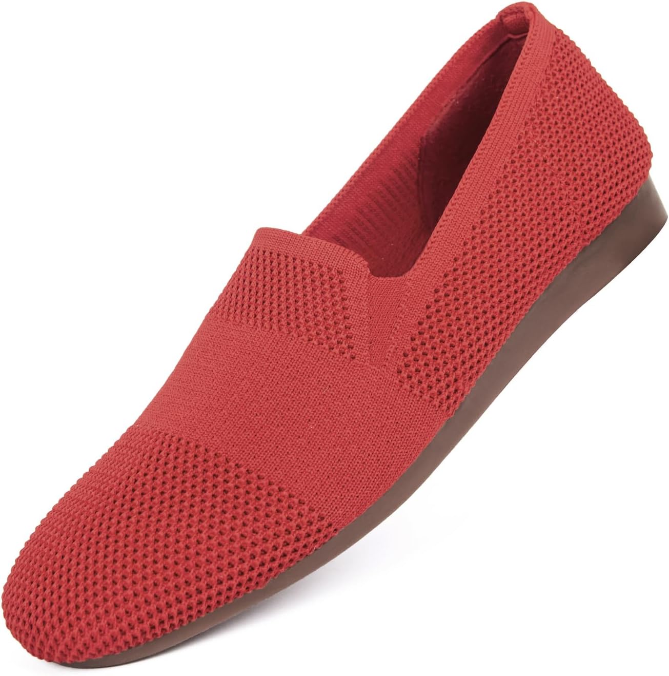 Detalle 2 de Puxowe Damen Ballerina Slip On Strick – bequeme Runde-Zehe Ballerinas aus atmungsaktivem Mesh-Strick