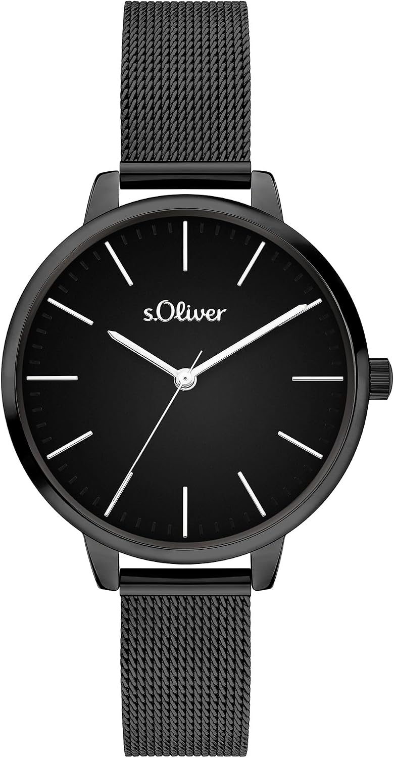 Detalle de s.Oliver Damenuhr 34 mm – modernes Alltagsmodell mit Quarzwerk und Edelstahlarmband