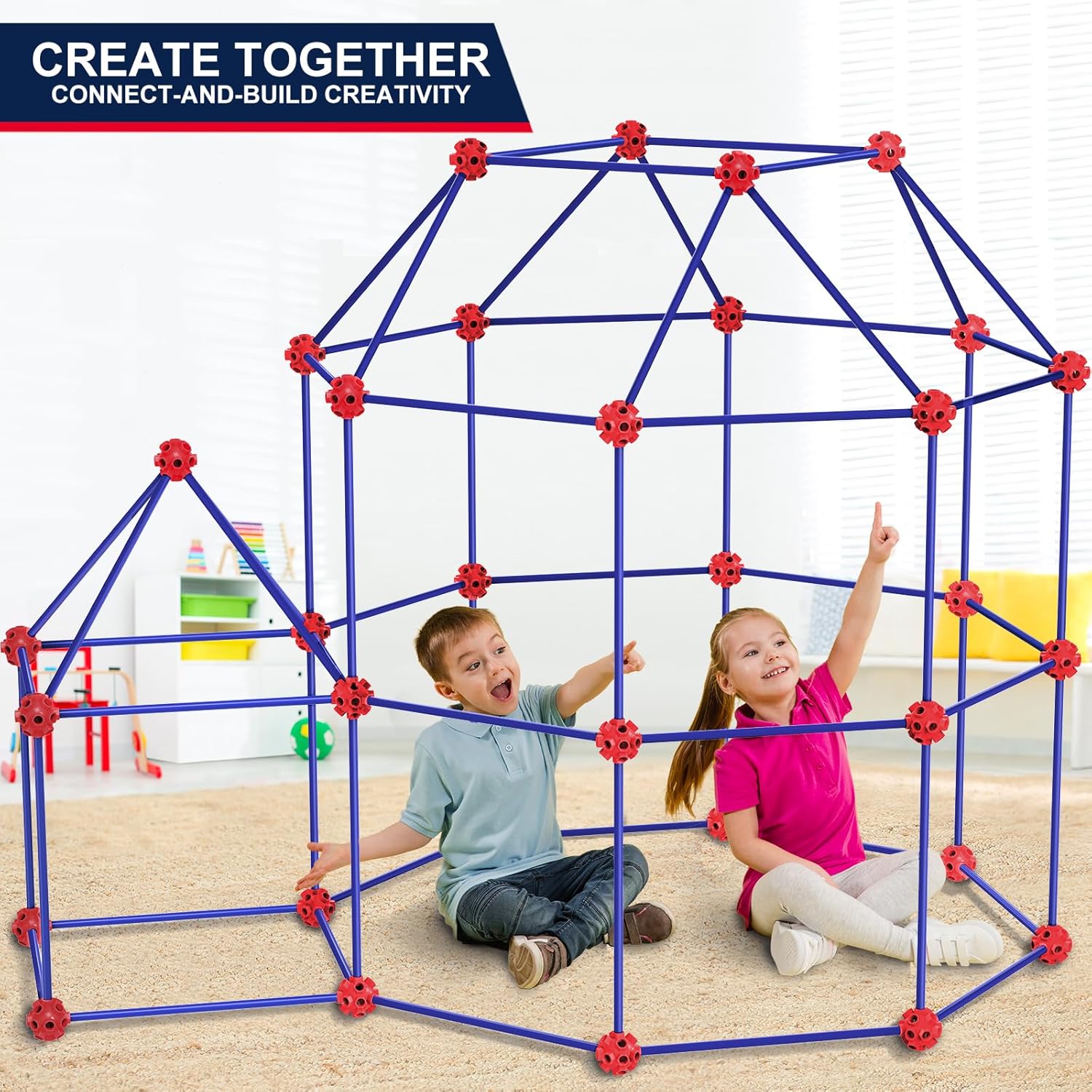 Thumbnail 3 de OleFun 180 Pack Fort Building Kits for Kids (Ages 4–8): Creative STEM Play for Castles, Tunnels, and Tents