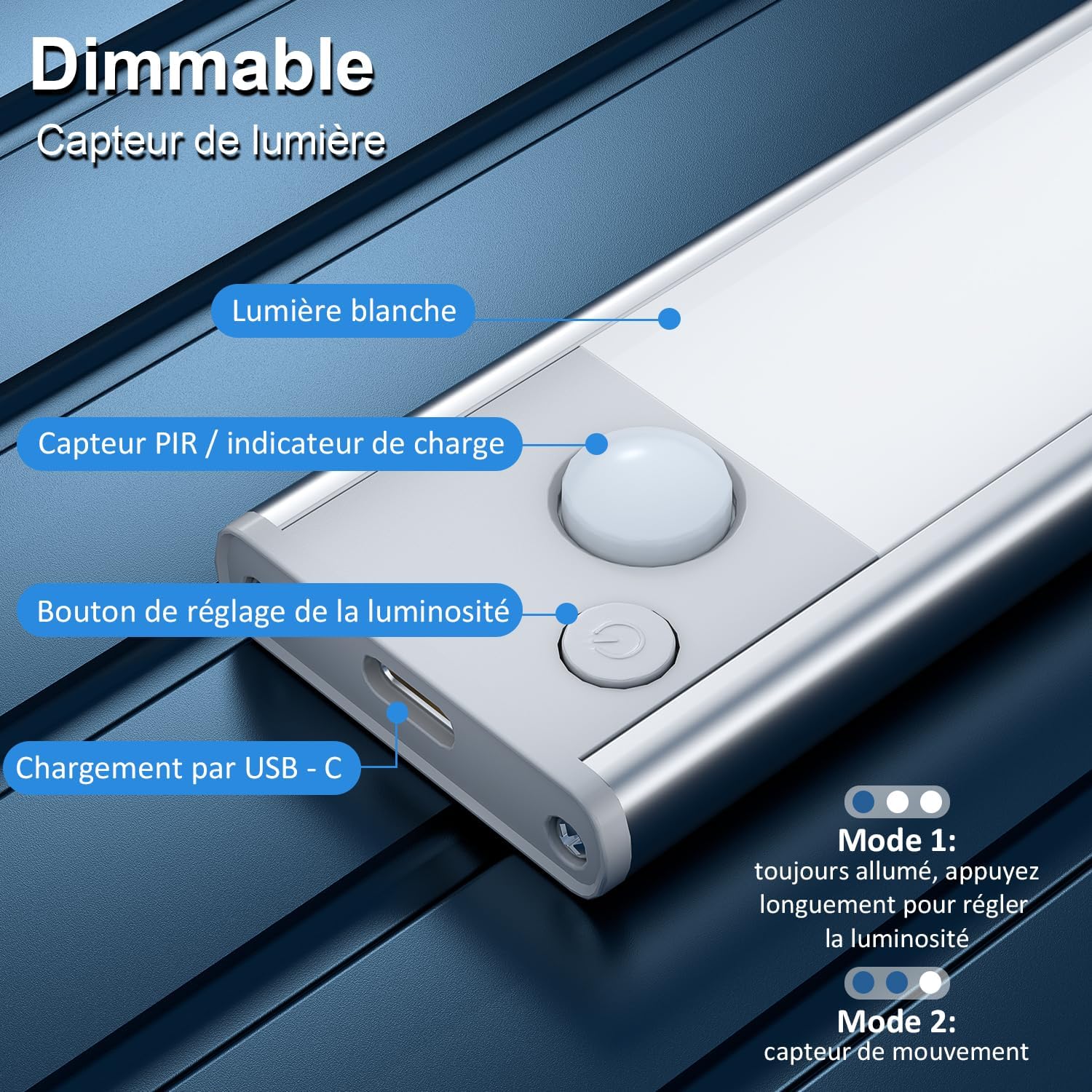 Thumbnail 4 de Lampe LED rechargeable réglette détecteur de mouvement pour cuisine