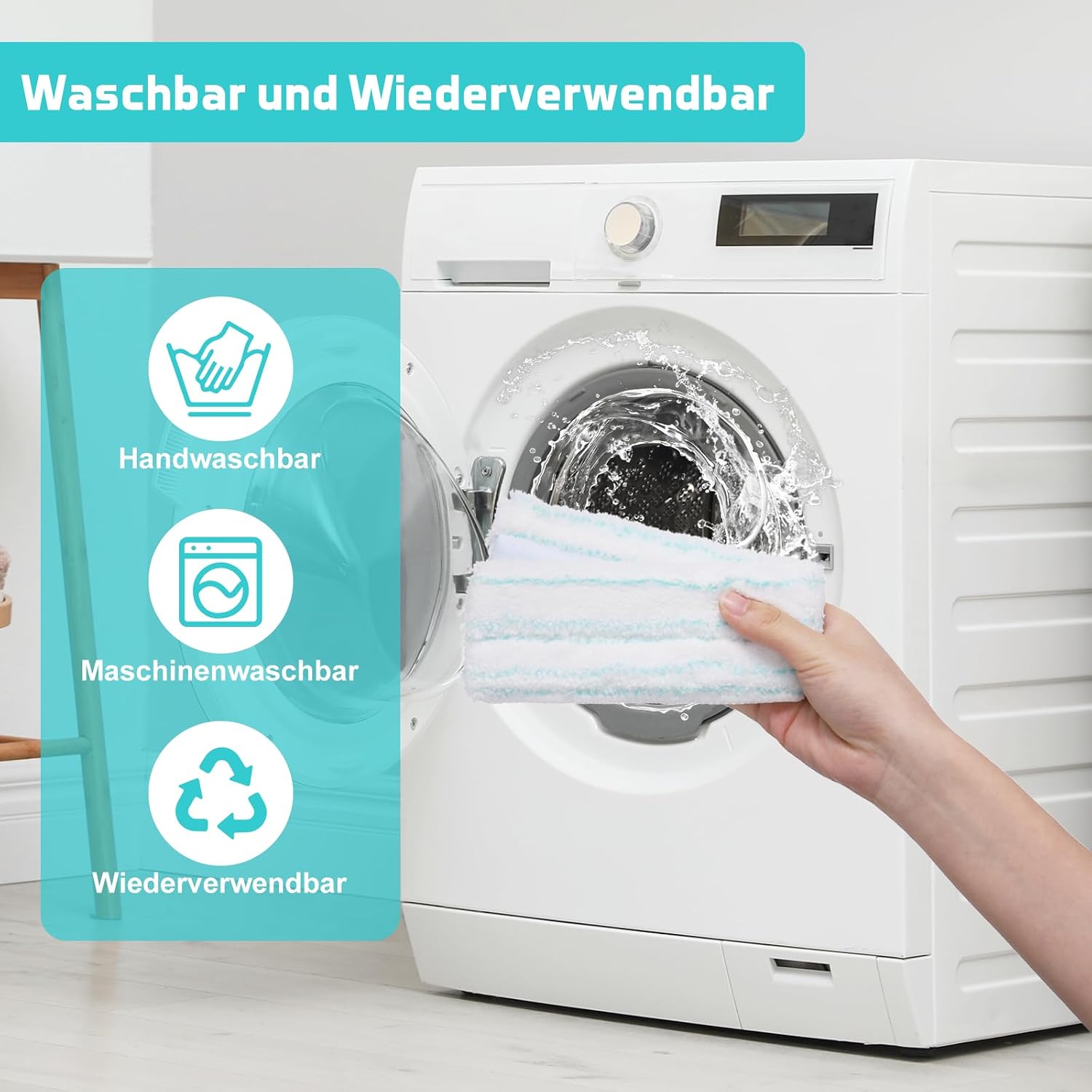 Detalle 2 de MICHIHOMIE HK152-03 vervangingsmoppen, 3 stuks voor Leifheit Cleaner L
