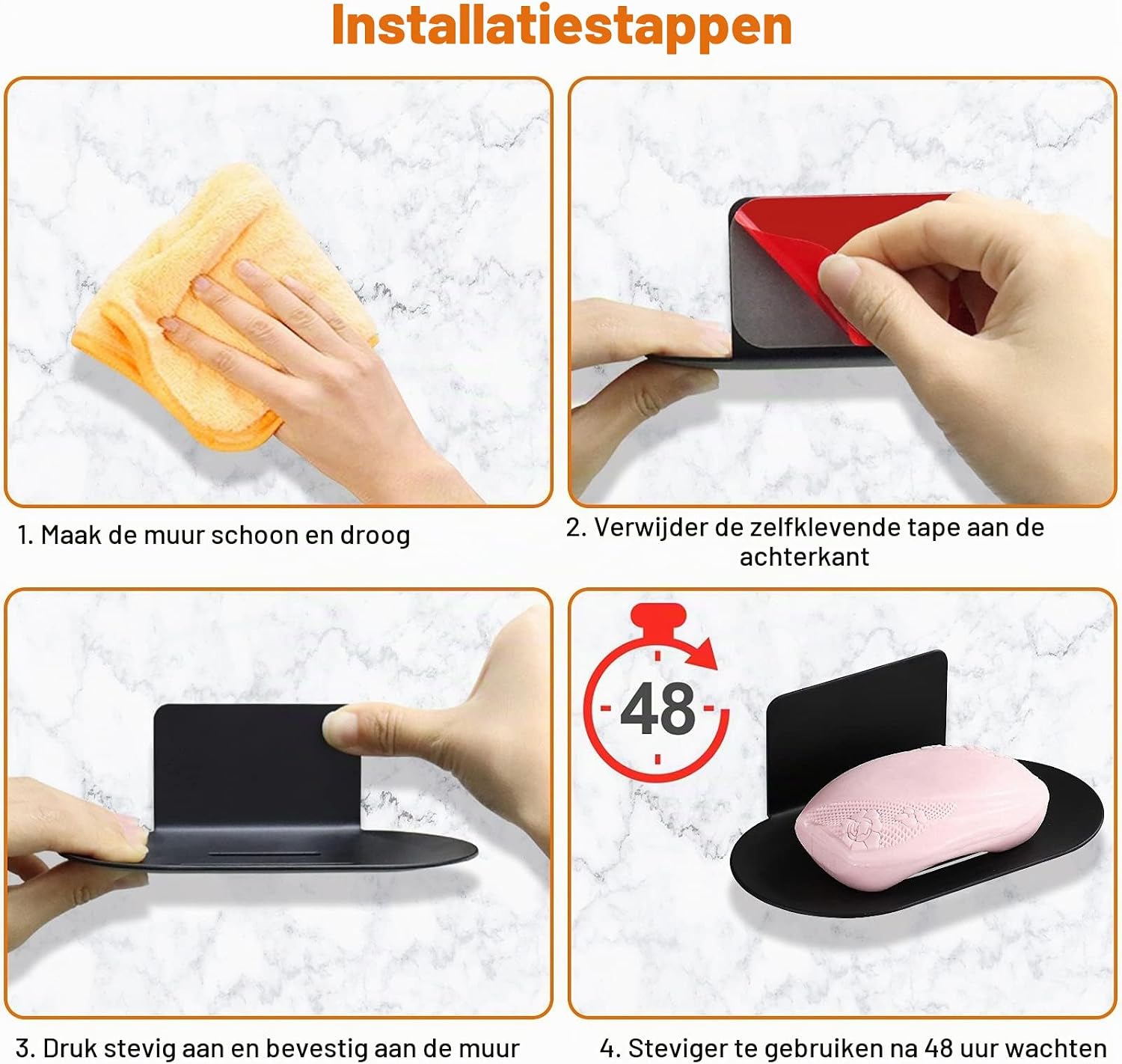 Detalle de HONZUEN HJYUK SoapHoler BK zelfklevende RVS zeephouder, zwart
