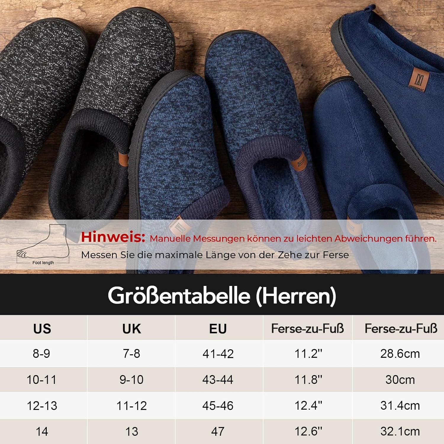Thumbnail 5 de MERRIMAC Herren Slip-on Hausschuhe mit Memory-Schaum und rutschfester TPR-Sohle