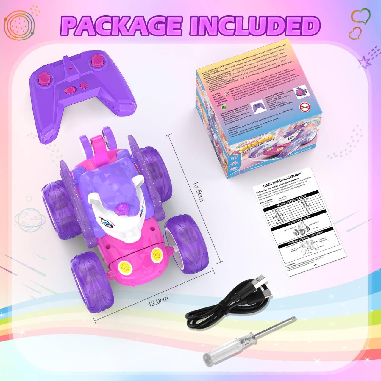 Thumbnail 5 de Coche Teledirigido Unicornio Rosa 2.4 GHz