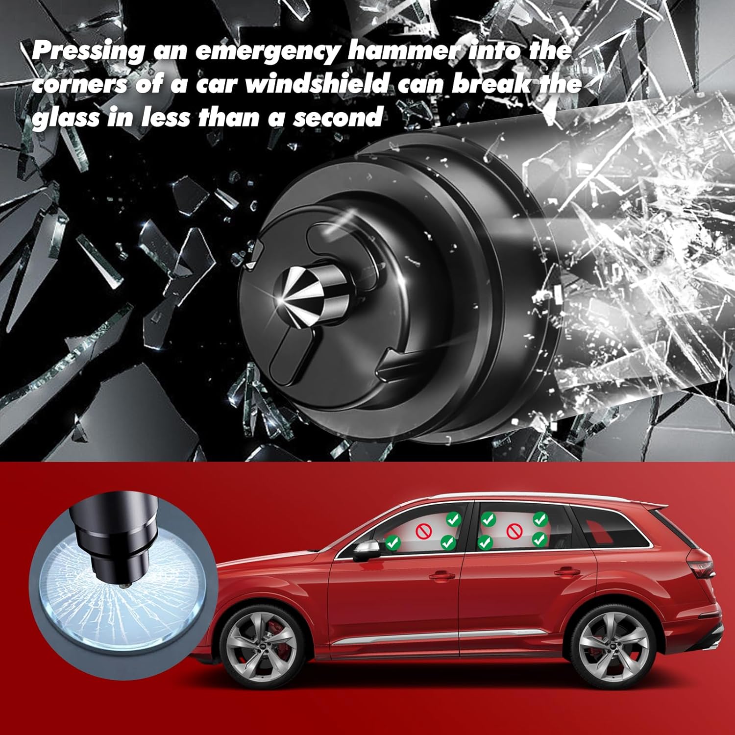 Thumbnail 2 de PUWOWYE 2 in 1 taglia cinture e rompivetro per auto (martello di emergenza)