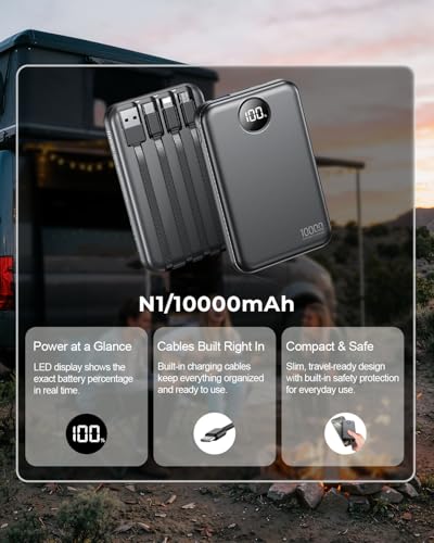 Thumbnail 5 de Zmmyuluo Power Bank 10000mAh with 4 Built-in Cables and LED Display