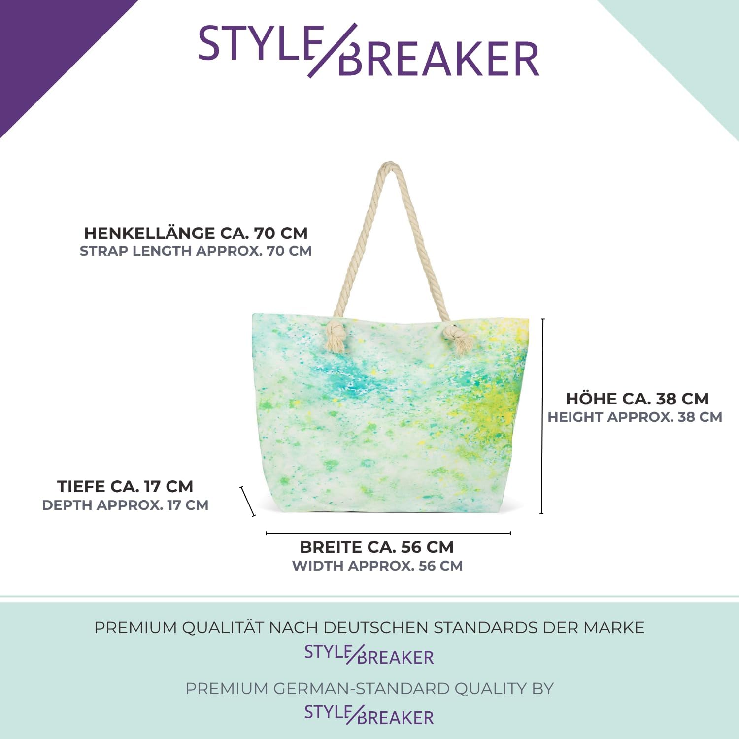 Detalle de styleBREAKER Borsa da spiaggia XXL Pouring spots: grande, colorata e versatile