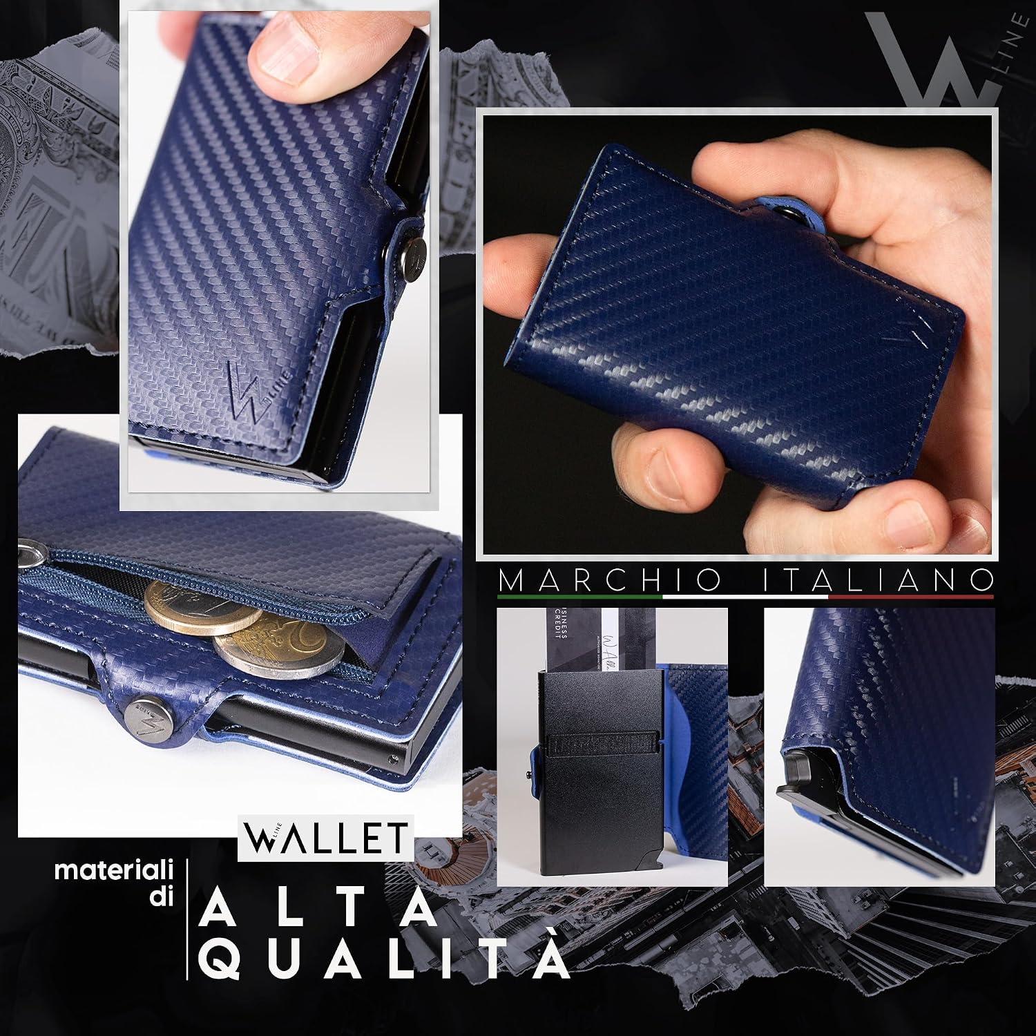 Detalle de WLine Portafoglio Slim con Portamonete RFID 1,5 cm