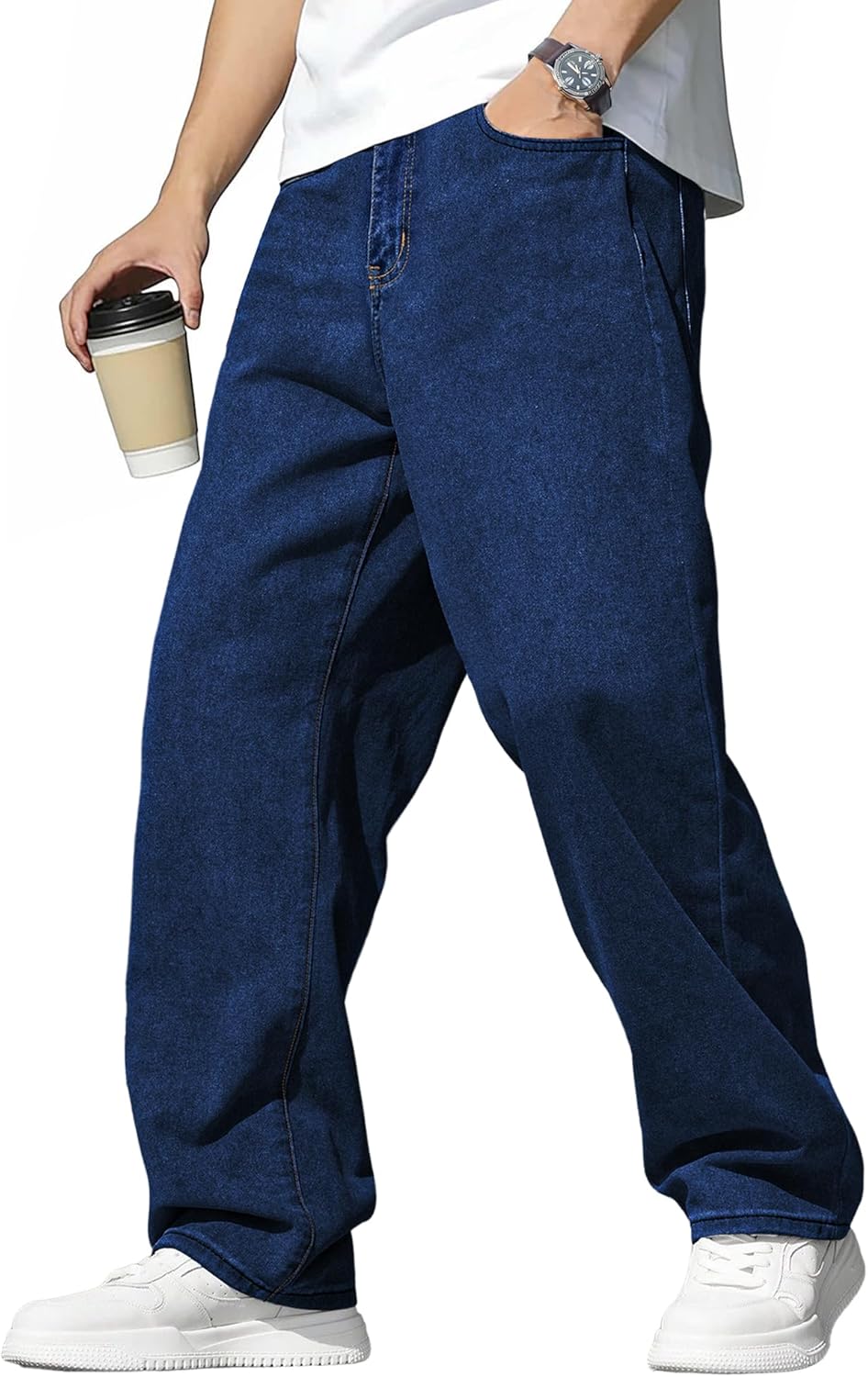 Detalle de JMIERR Herren Baggy Jeans – Weite, Stretch & Vintage Y2K Stil