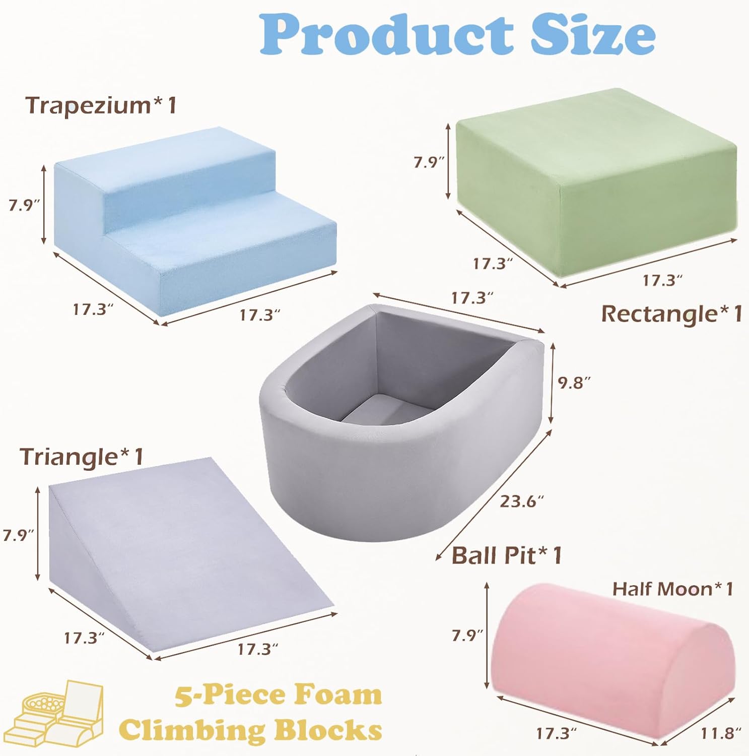 Detalle 2 de Foam Climbing Blocks 5-Piece Toddler Play Set