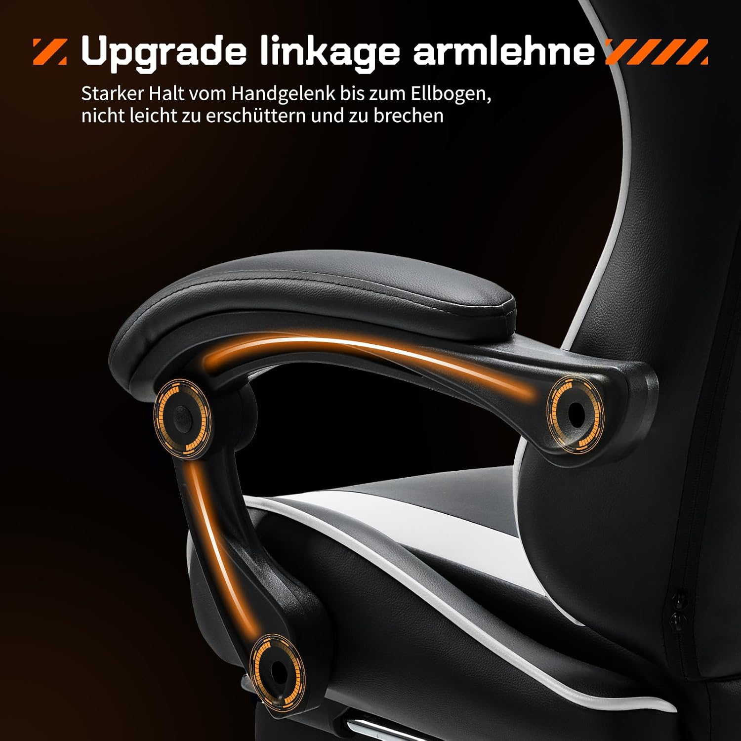 Detalle de Sweetcrispy Gaming Stuhl – Ergonomischer Bürostuhl mit Fußstütze und verstellbarer Rückenlehne (90–150°)