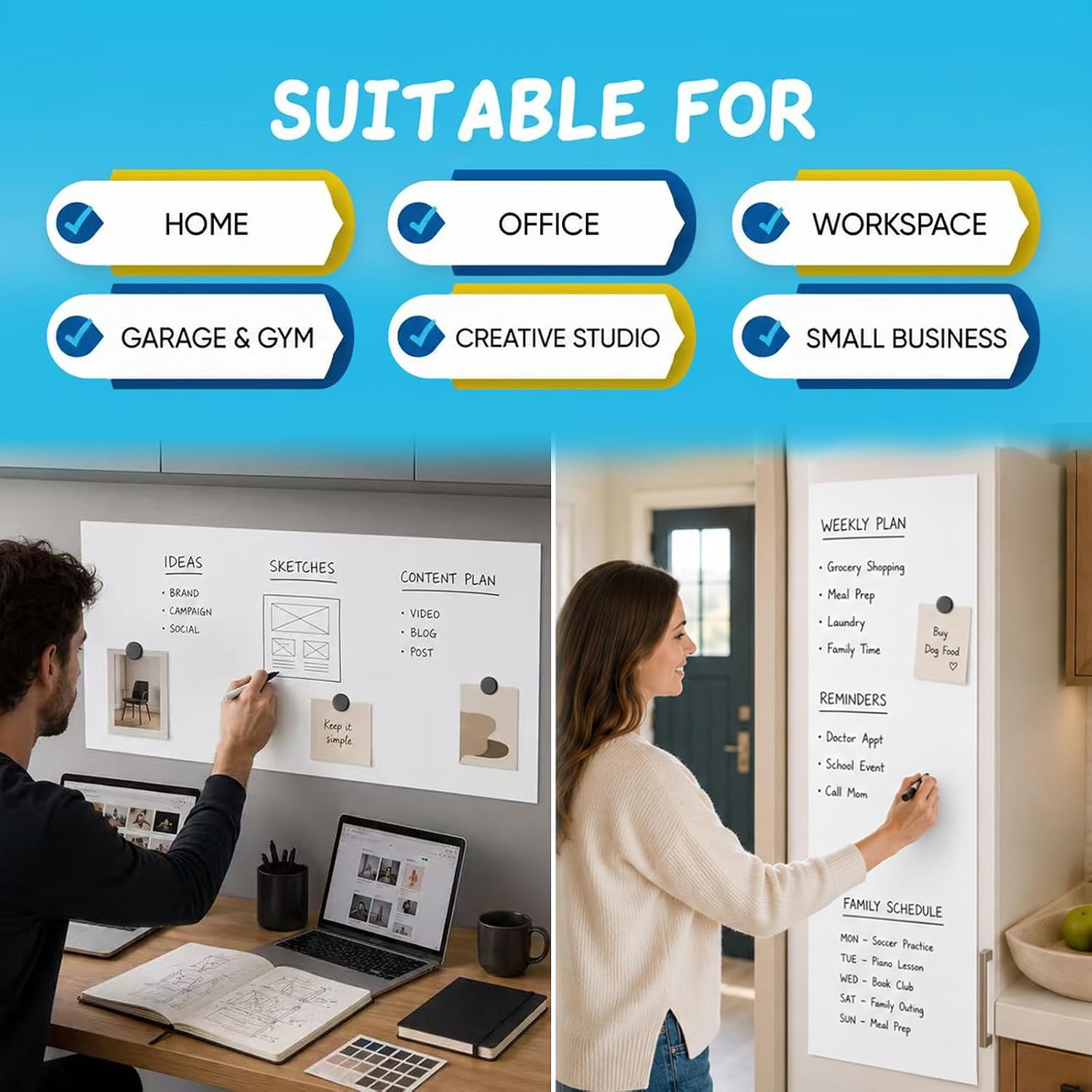 Detalle de YOUNGJQ Whiteboard-3918 Self-Adhesive Dry-Erase Sticker, Magnetic-Receptive PET