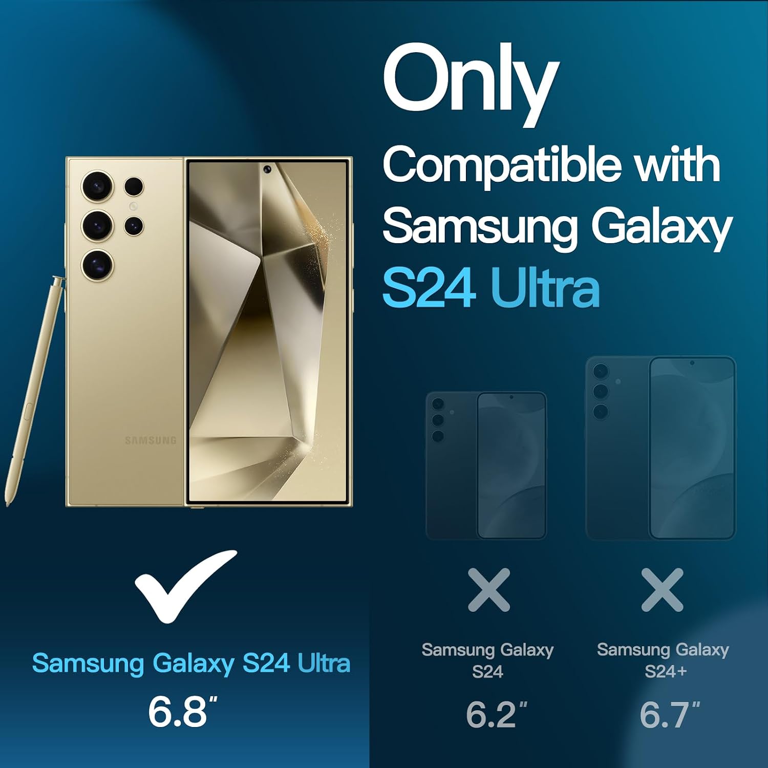 Detalle de JETech Samsung Galaxy S24 Ultra skärmskydd i härdat glas, 3-pack