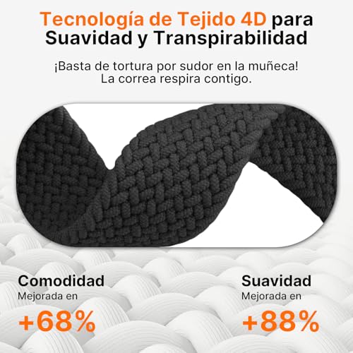 Detalle de Fullmosa Correa trenzada elástica compatible con Apple Watch – 2 unidades con cierre magnético ajustable