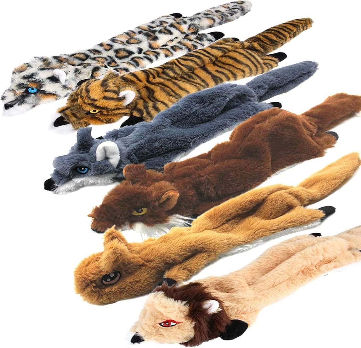 Detalle de Newthinking No Stuffing Squeaky Dog Toys (6 Pack) – stuffing-free plush squeaker toys for small to large dogs