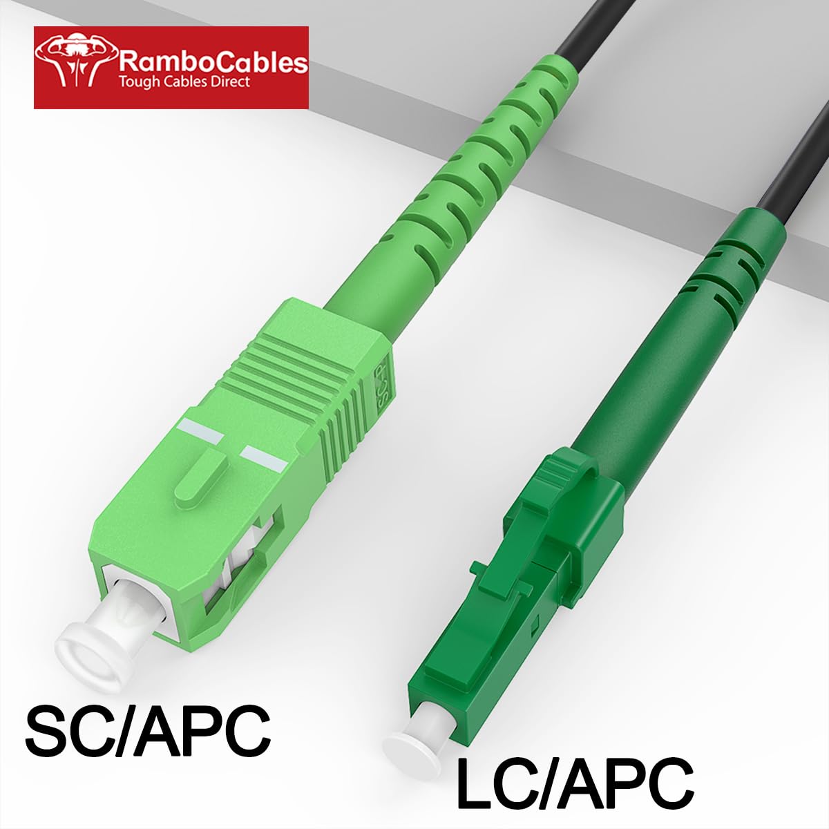 Thumbnail 1 de RamboCables 15M Gepanzertes Glasfaser-Kabel LC/APC auf SC/APC, Simplex, OS2 9/125µm, G.657.A1, LSZH – Indoor/Outdoor