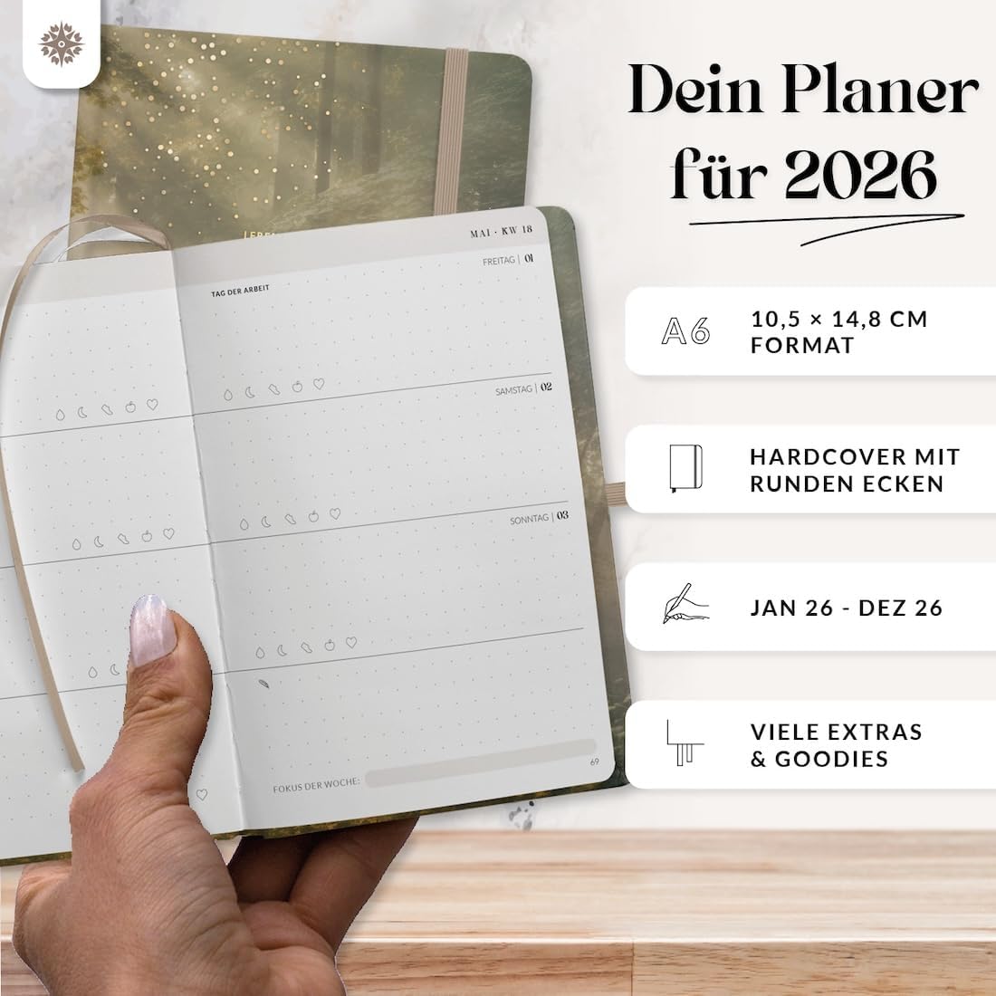 Lebenskompass® Kalender 2026 A6 Terminplaner WALD 📒
