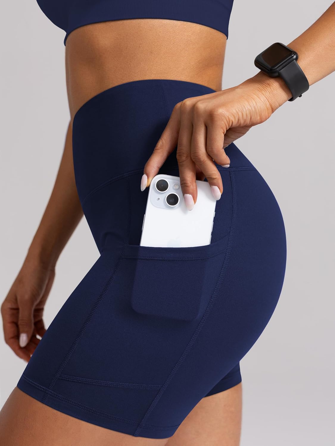 Detalle de AENLLEY Women's High Waisted Cycling Shorts 4 Pack with Pockets