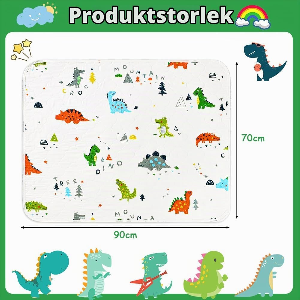 Detalle 2 de Aolso EUV8-GND-KL-FBA potträningsmadrass 70 × 90 cm i bomull, dinosaurie
