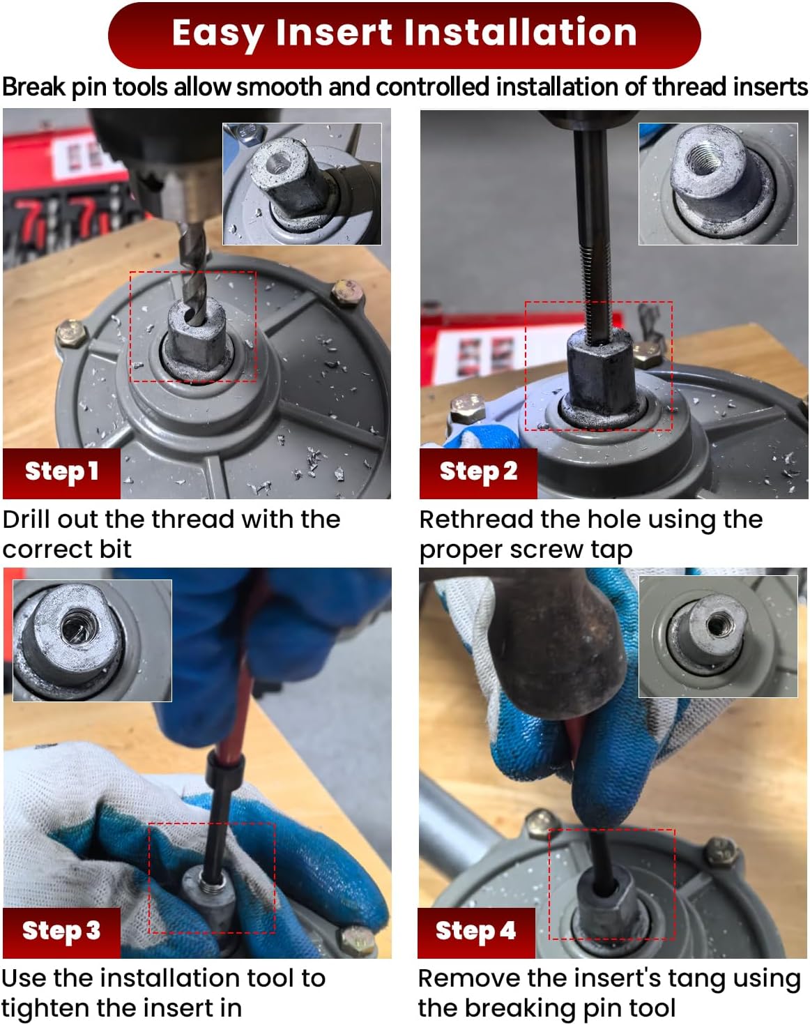 Thumbnail 1 de ATPEAM Kit de Réparation de Filetage 131 Pièces — Ensemble Helicoil Universel pour M5, M6, M8, M10, M12