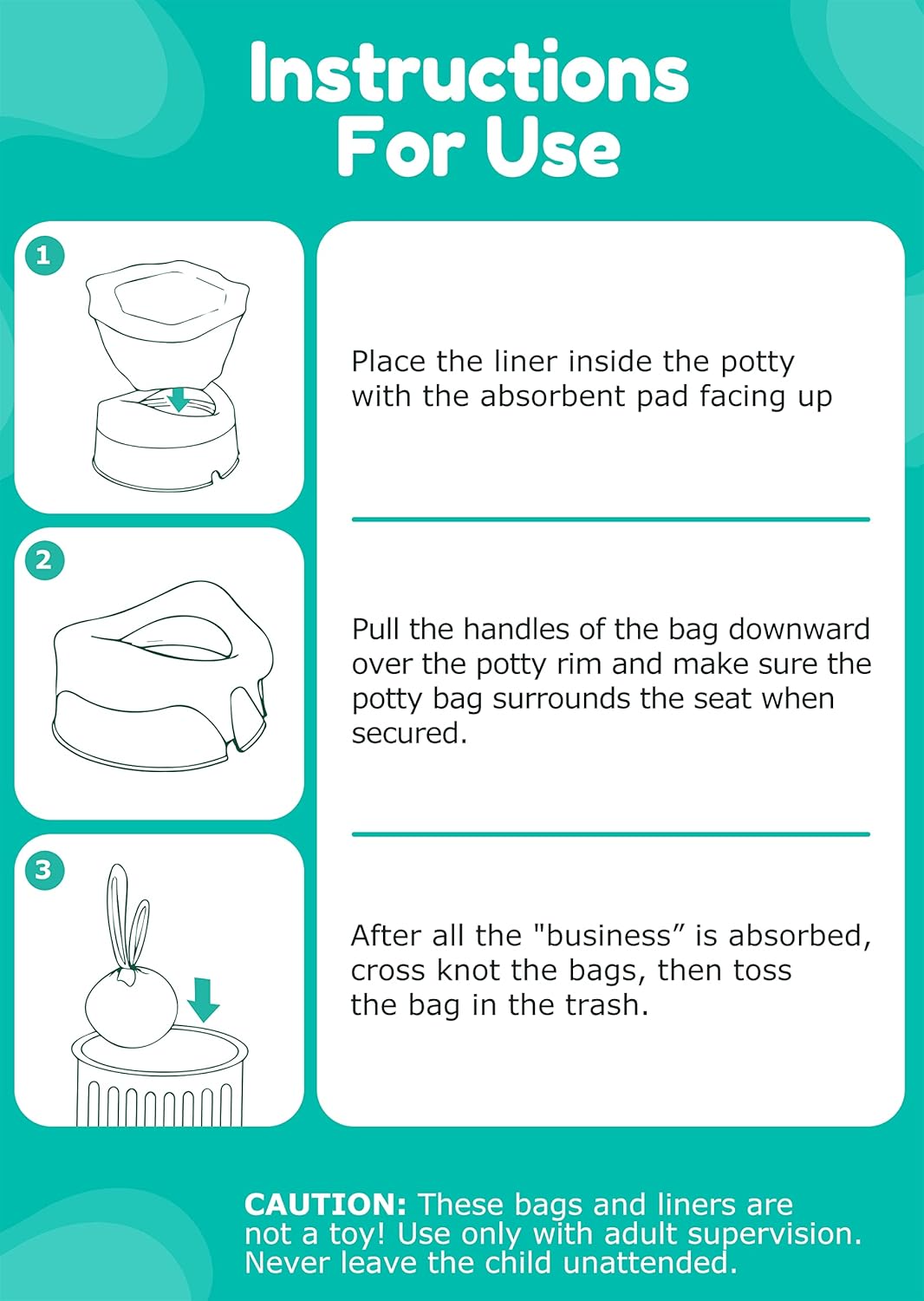 Thumbnail 6 de Newnice Disposable Potty Liners with 200ml Absorbent Pads — 30 Pack for OXO Tot Go Potty and Most Chairs