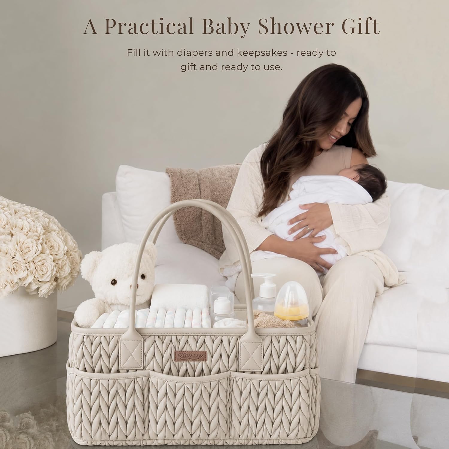 Thumbnail 6 de Konssy KYMHMMB63 Baby Diaper Caddy, Braided Gray, Water-Repellent