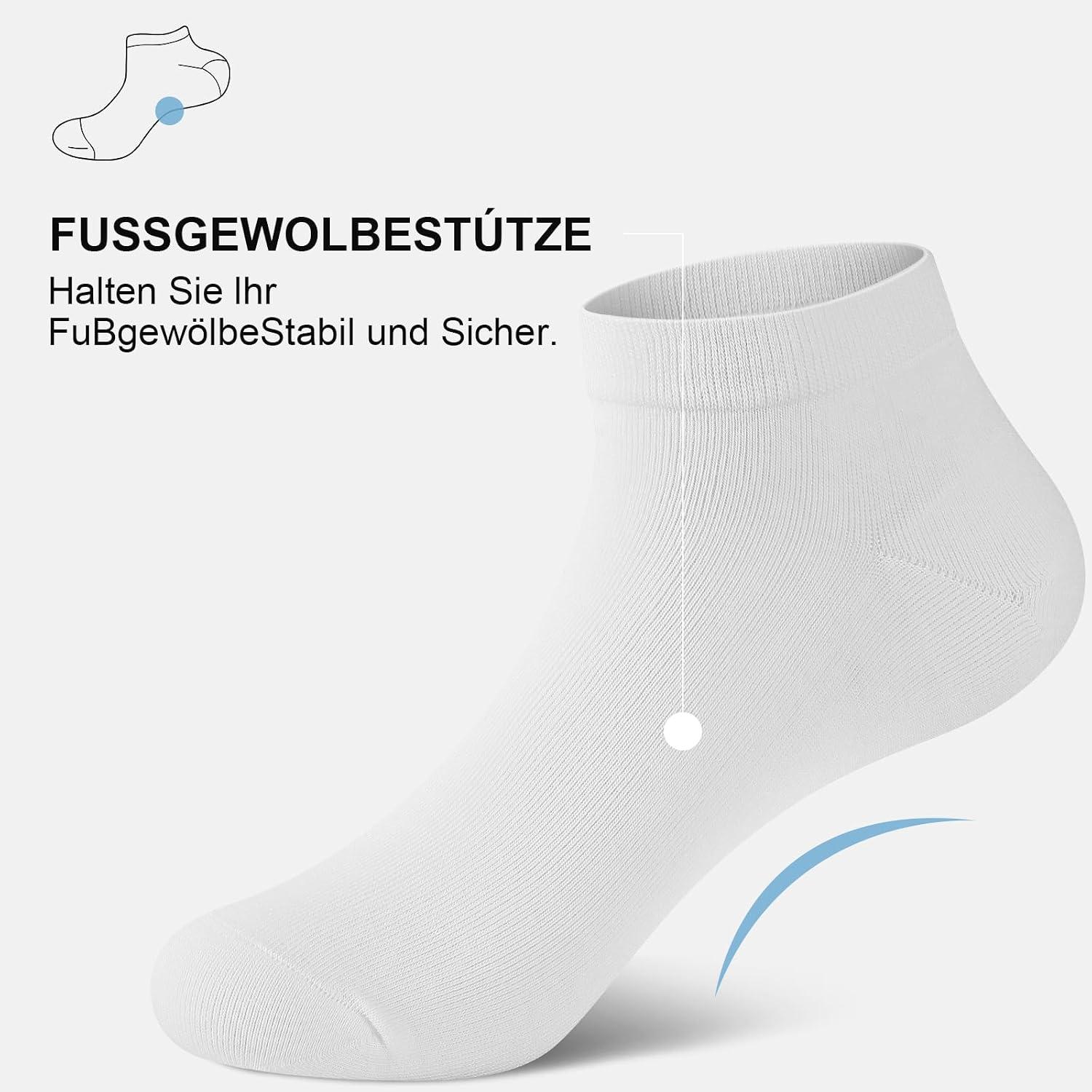 Detalle 2 de fitfets Sneaker Socken (10 Paar) aus Baumwolle – kurze Sneakersocken unisex in Schwarz, Weiß & Grau