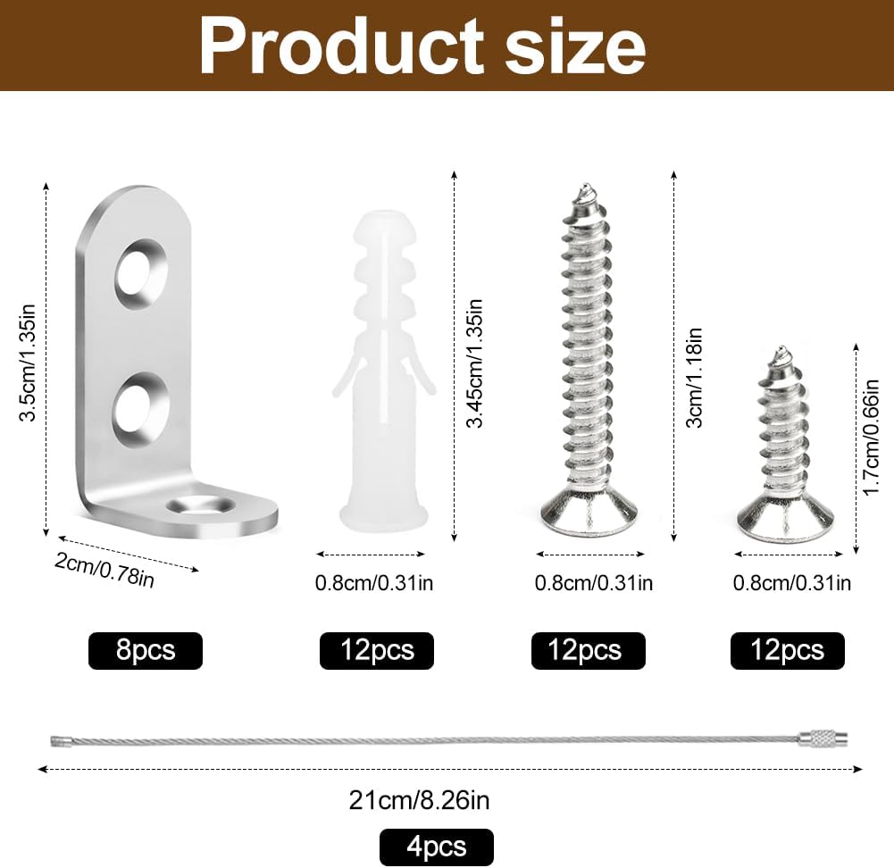 Thumbnail 2 de AffeGifts Furniture Wall Anchors (4 Pack) – Anti-Tip Straps for Wardrobes, Shelves and More