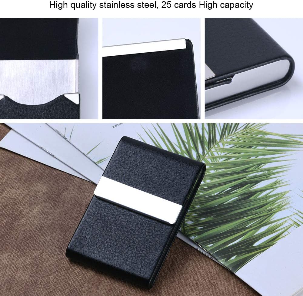 Detalle 2 de flintronic Porta biglietti da visita in pelle PU con fibbia magnetica 👔