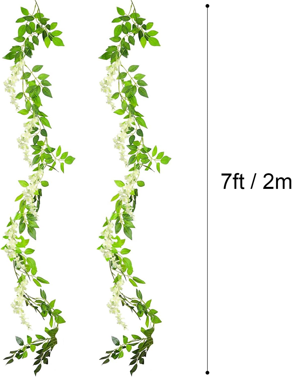 Thumbnail 1 de Yueshop 2x7FT Artificial Wisteria Vine Garland (White) for wedding, ceremony and home decoration