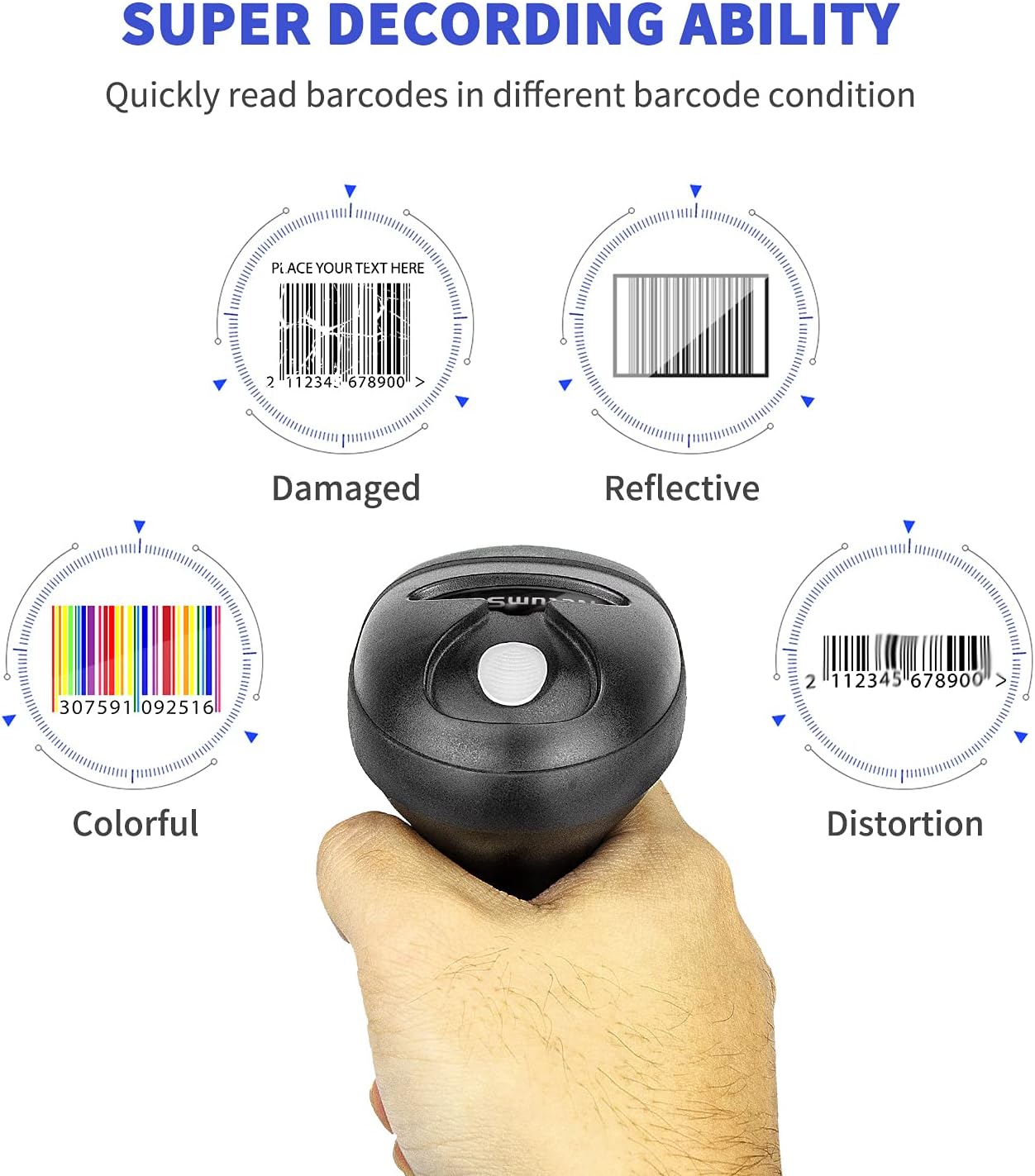Detalle de NetumScan NSL6 Wireless CCD Barcode Scanner (2.4G USB) – Versatile 1D Reader for PC, Mac and more