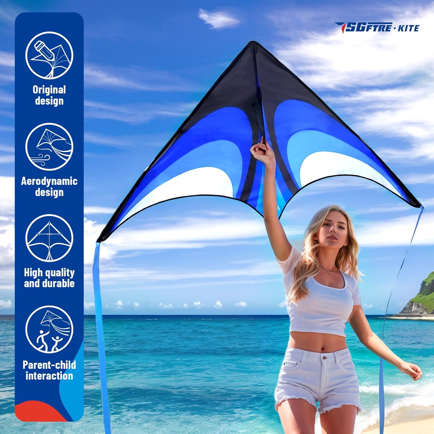 Thumbnail 2 de Delta Kite Set for Kids and Adults — Easy Launch Delta Kite, Perfect for Beaches and Parks