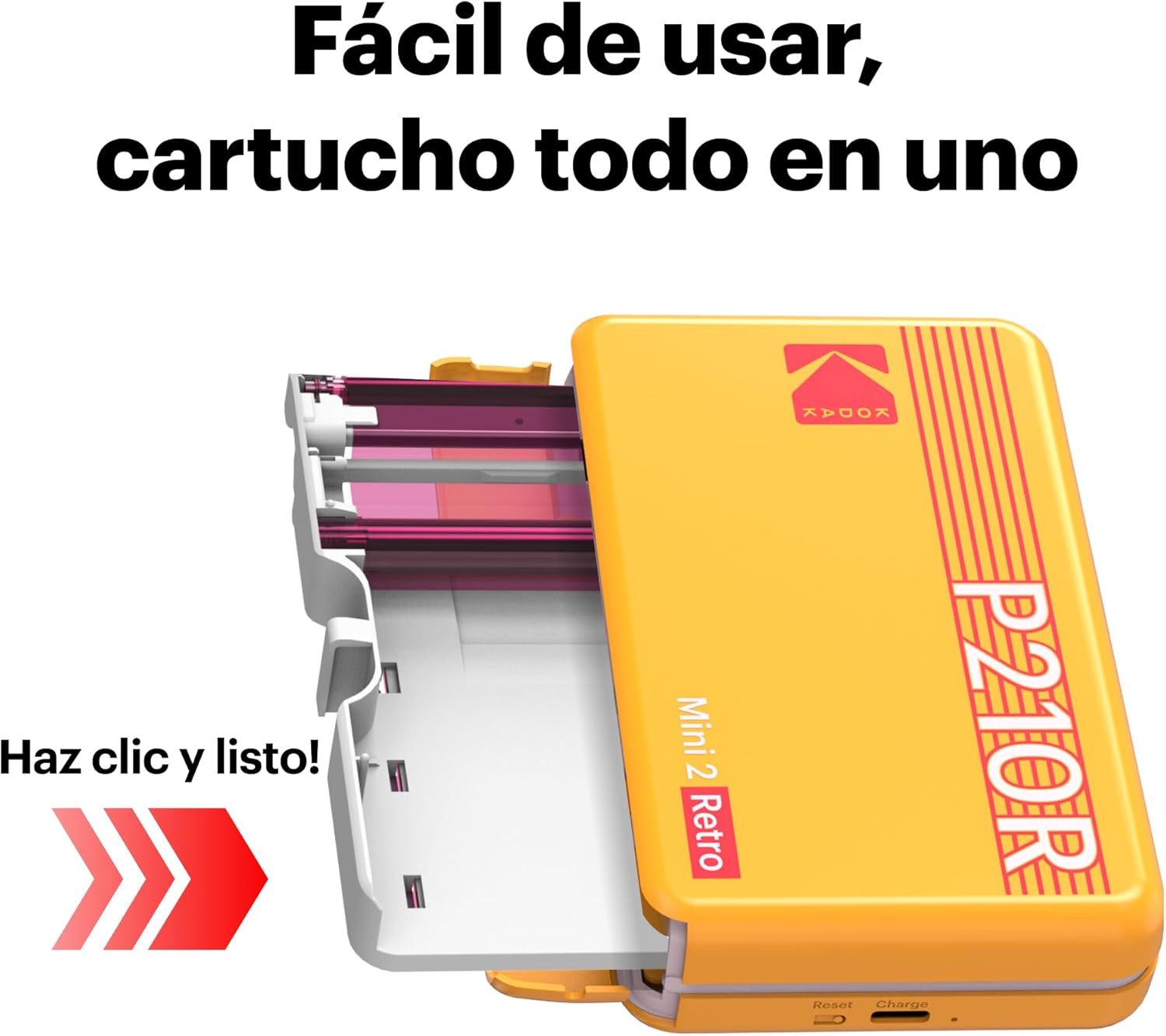 Thumbnail 3 de KODAK Mini 2 Retro Blanco (P210RW60): impresora fotográfica portátil con Bluetooth y 38 fotos