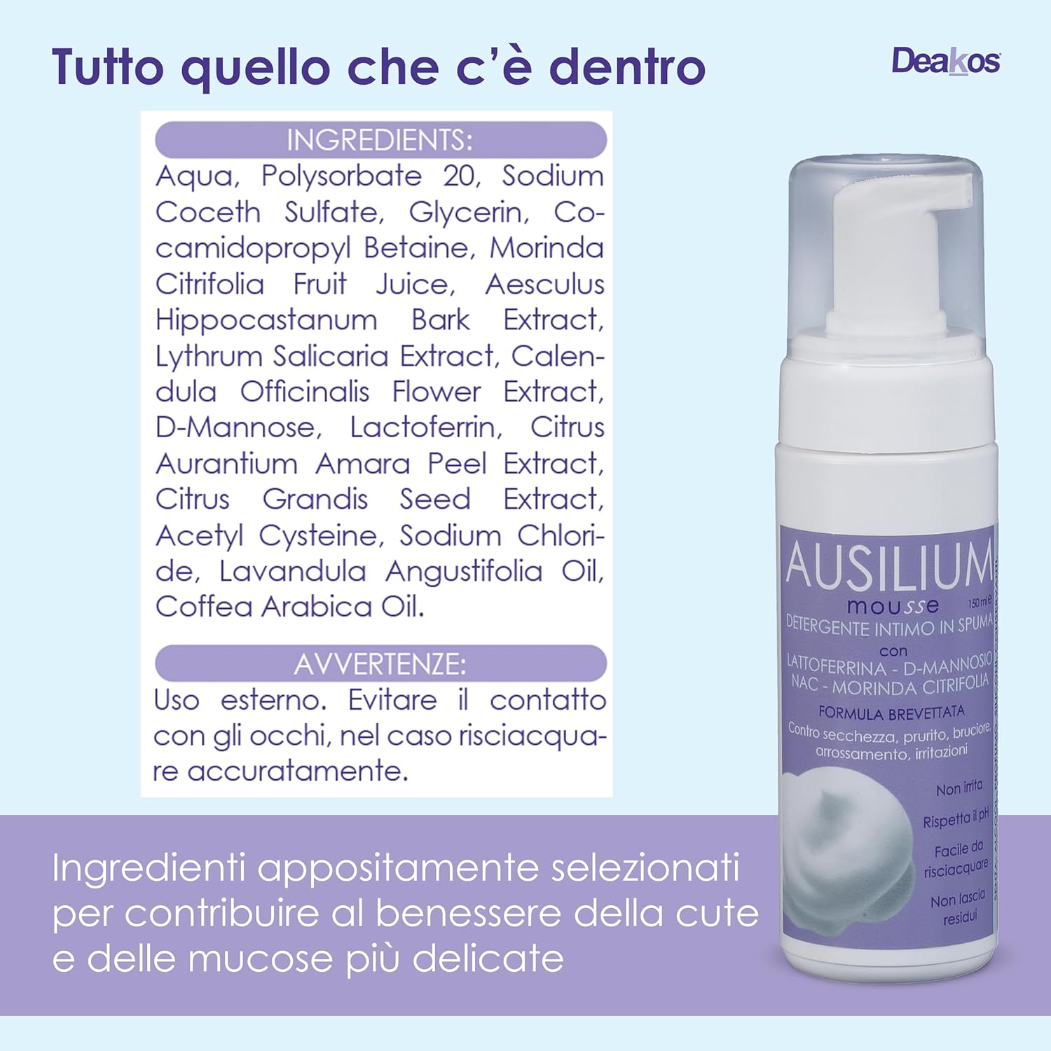 Thumbnail 6 de Deakos Ausilium Mousse Detergente Intimo: sollievo delicato per tutta la famiglia