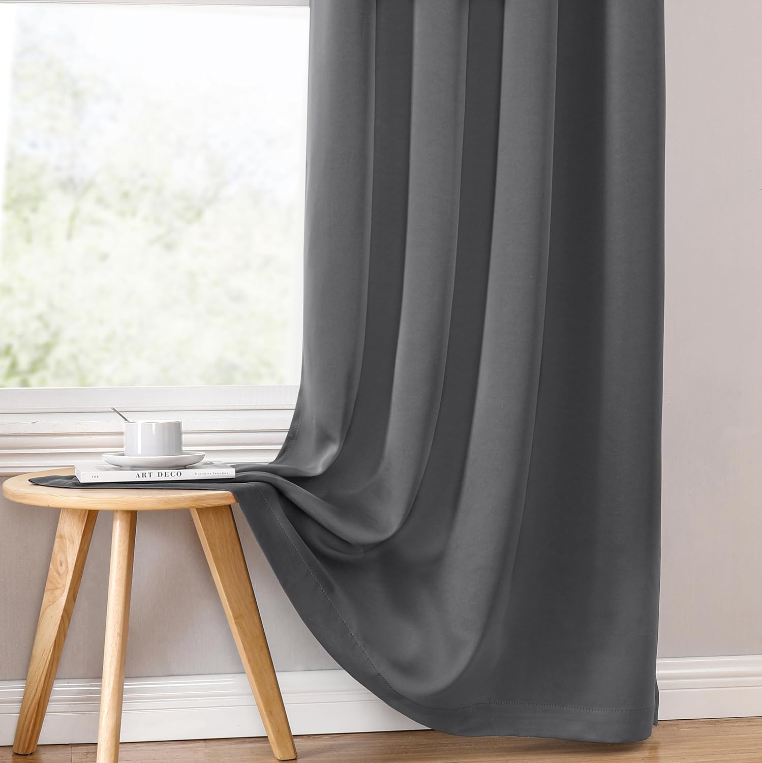 Detalle 2 de ChrisDowa Blackout Curtains, 2 Panels, 42 x 84 Inch, Gray Polyester