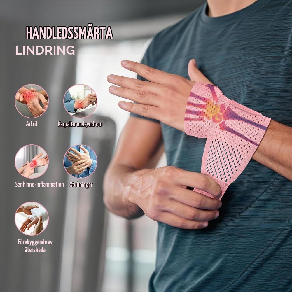 Detalle de Beugo 5370279 handledsstöd – justerbart stöd i rosa med ventilerande mesh
