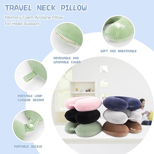 Detalle de WENGX Travel Pillow Neck Pillow Memory Foam: Ergonomic Support for Long Journeys (Green)