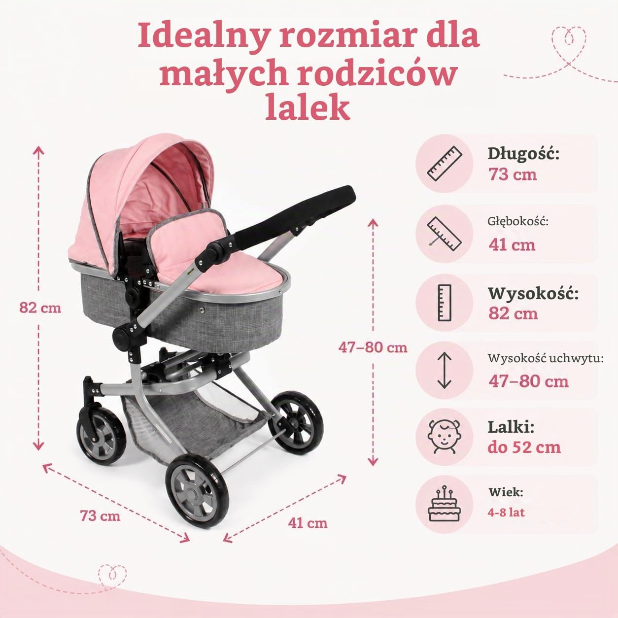 Thumbnail 6 de Bayer Chic 2000 Mika – wózek dla lalek 2 w 1, melanż szaro-różowy
