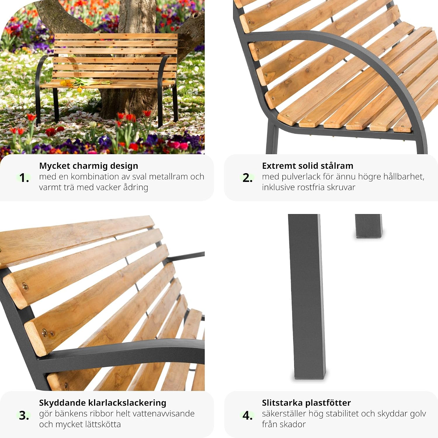 Detalle de tectake Michaela 401425-SE trädgårdsbänk, 2-sits i lackad kinagran