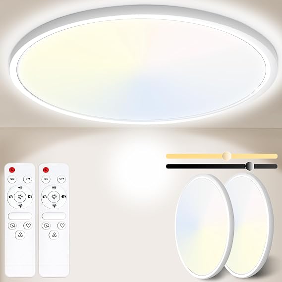 Detalle de Yexati Plafón LED Regulable 24W IP54 🎇 2 piezas
