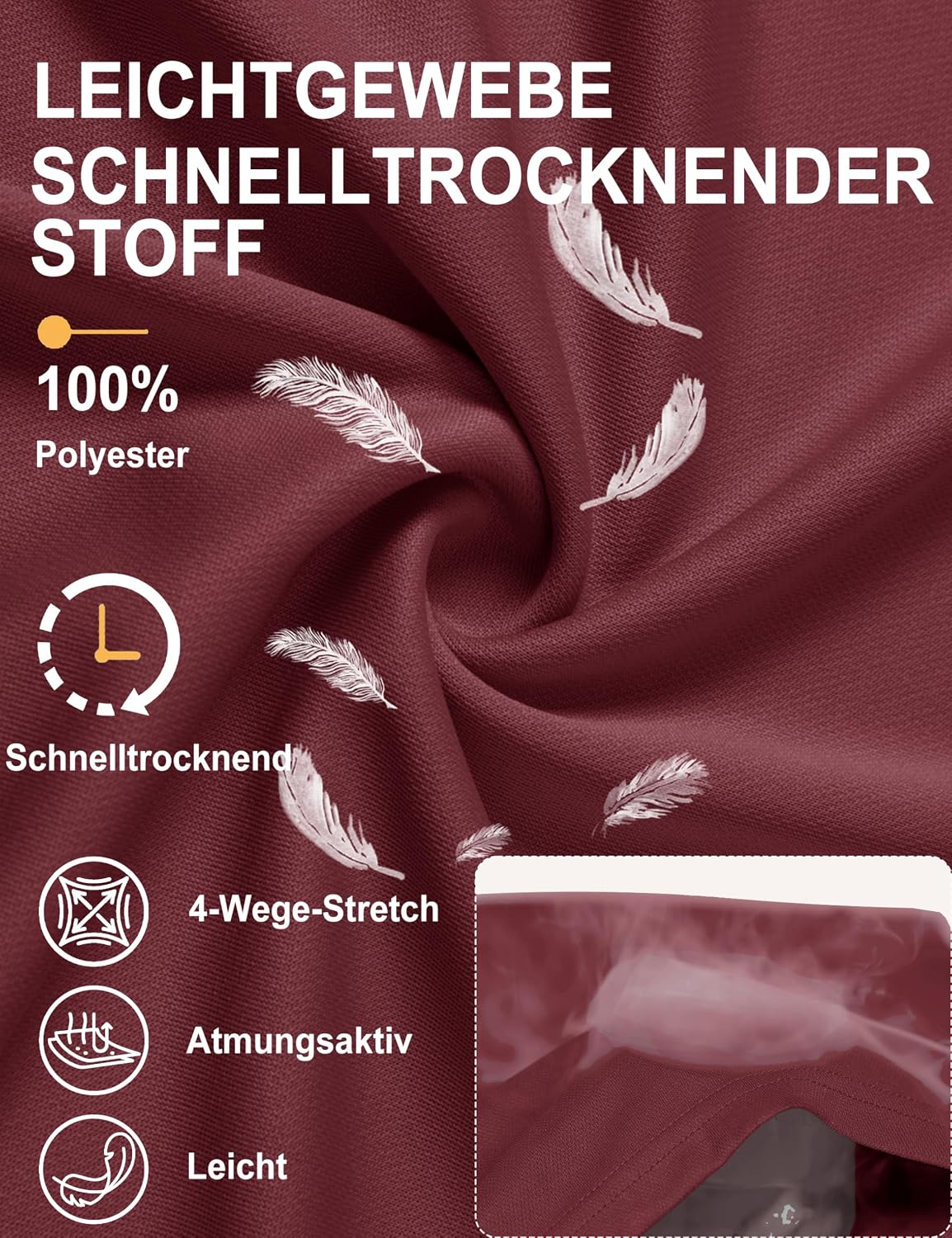 Detalle de TACVASEN Herren Poloshirt Kurzarm – schnell trocknend, atmungsaktiv für Golf, Tennis und Alltag