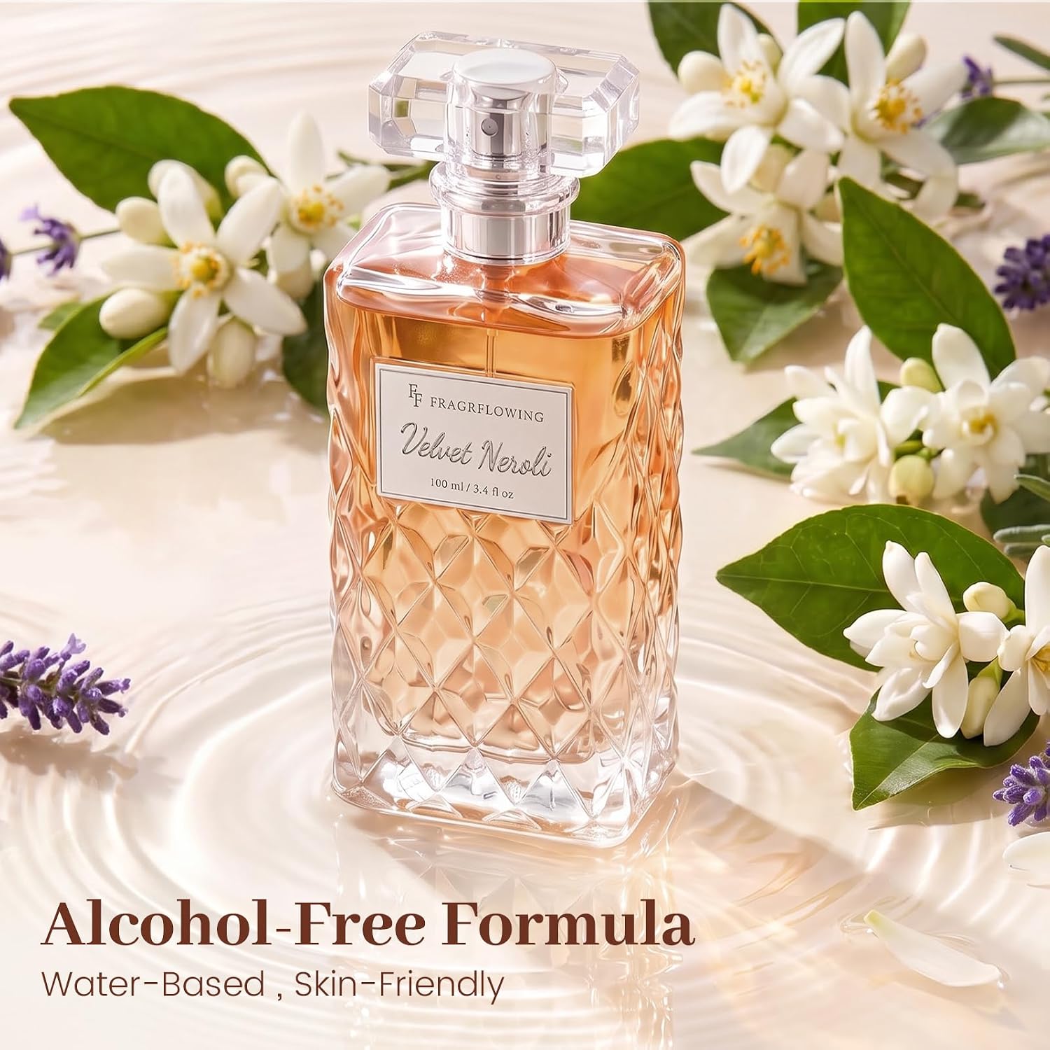 Detalle de FF FRAGRFLOWING Velvet Neroli Perfume for Women, Alcohol-Free, 3.4 fl oz