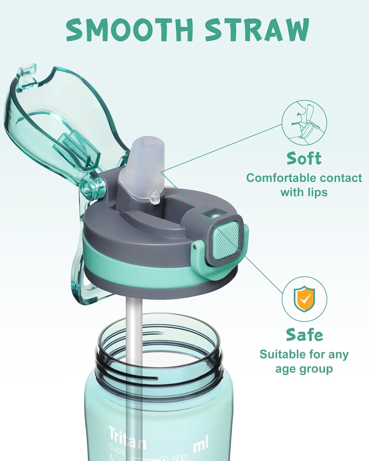 Thumbnail 1 de Opard 700 ml / 1000 ml Water Bottle with Straw Cap: BPA-Free, Dishwasher Safe, Leak-Proof