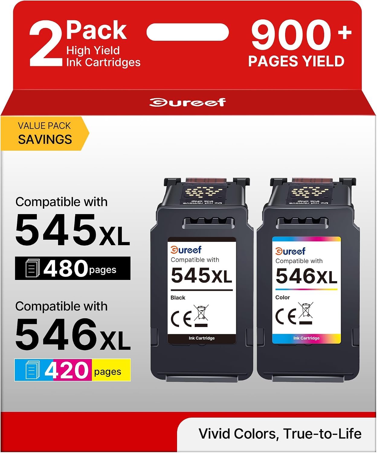 Detalle de Gureef 545XL / 546 XL Replacement Cartridges for Canon PIXMA (Combo Pack)