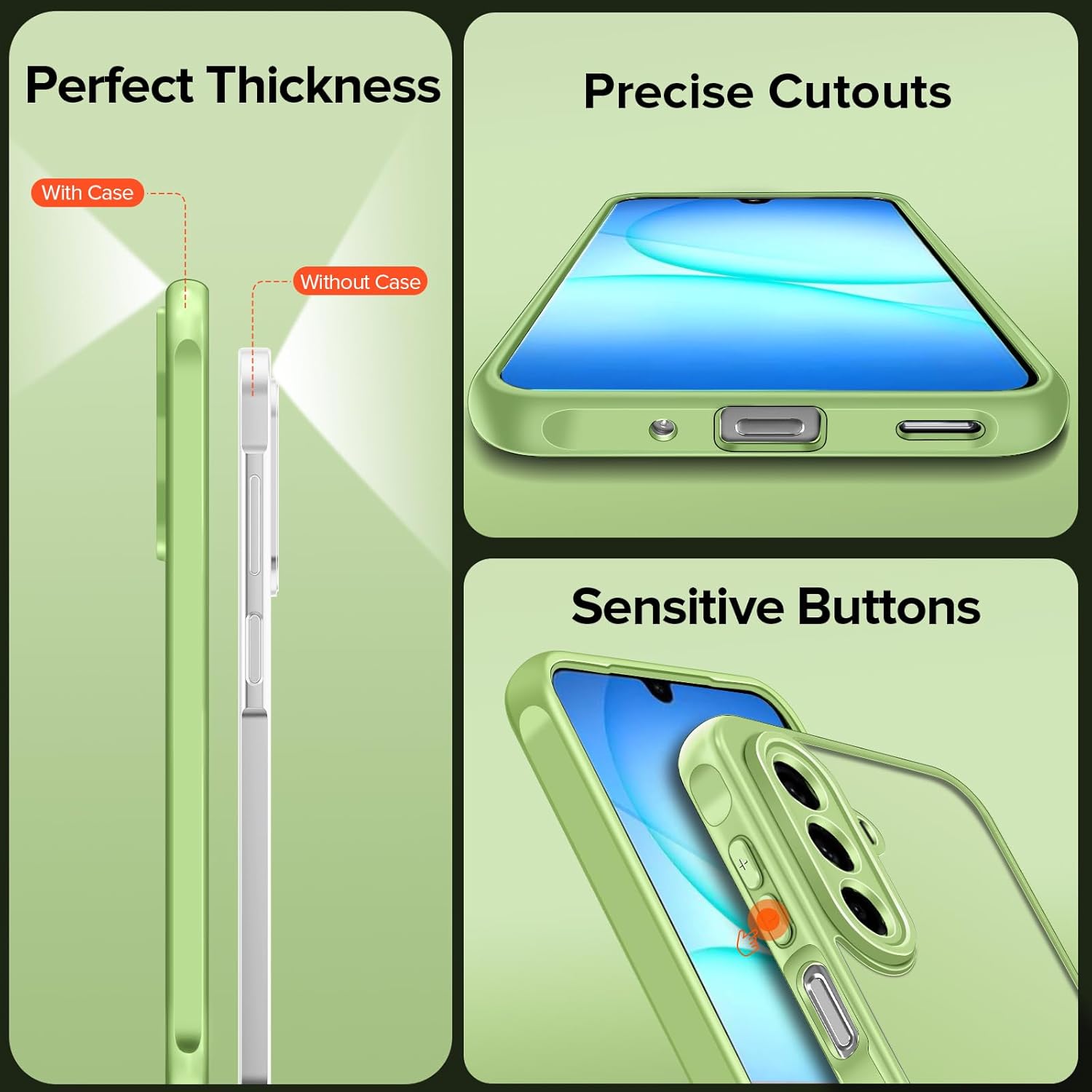 Thumbnail 4 de ivoler 3 in 1 Case for Samsung Galaxy A17 4G/5G with 2 Tempered Glass Pieces, Military Protection (Transparent) – Light Green