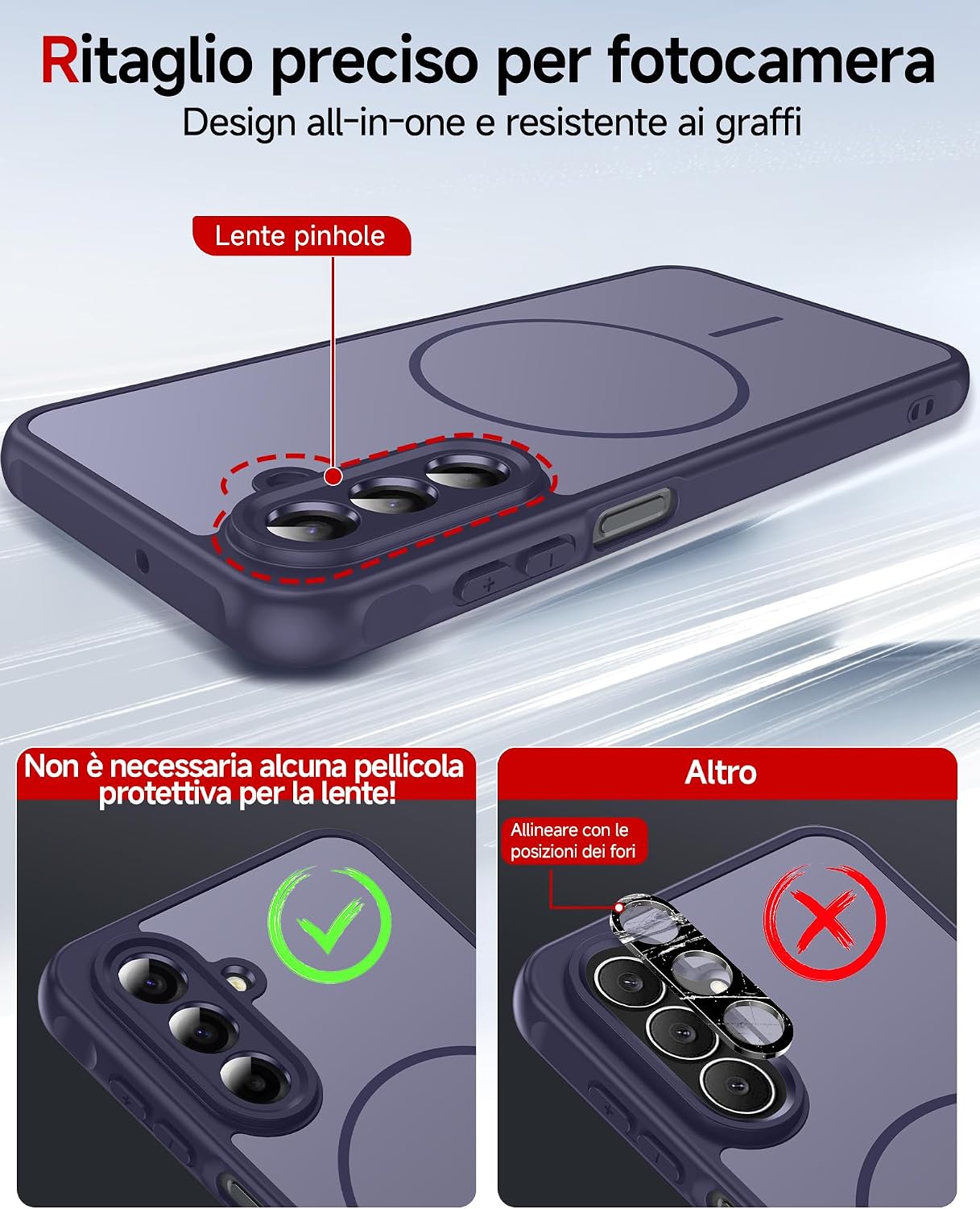 Thumbnail 5 de LeYi Cover magnetica con custodia TPU/PC per Samsung Galaxy A17 5G con 2 vetri temperati, anti-impronte e antiurto, blu