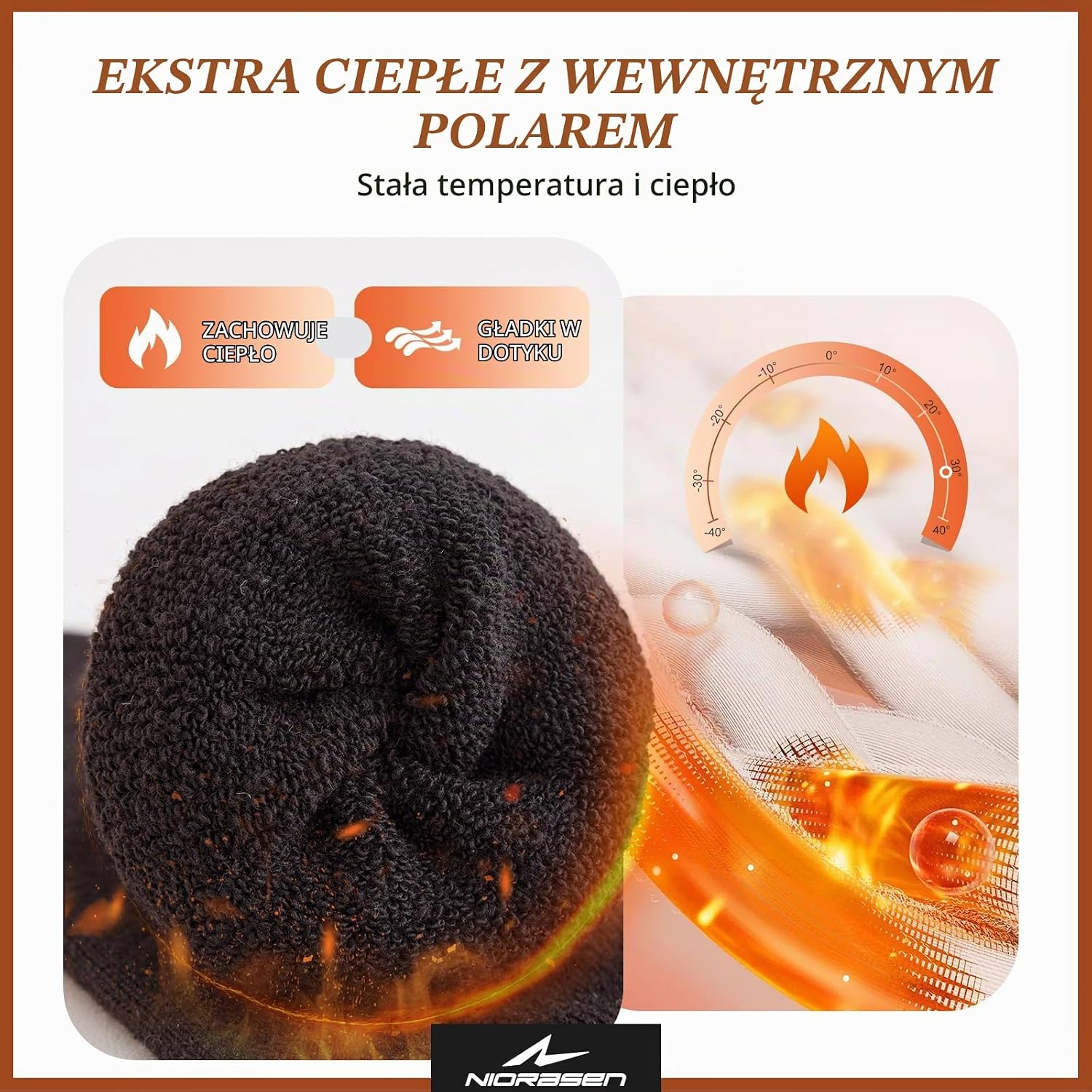 Detalle 2 de Niorasen damskie skarpety termiczne, grube wełniane, zimowe i świąteczne